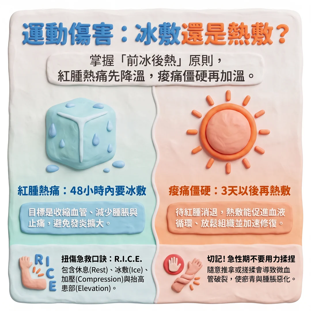 運動傷害冰敷熱敷指南(圖/AI生成製圖)