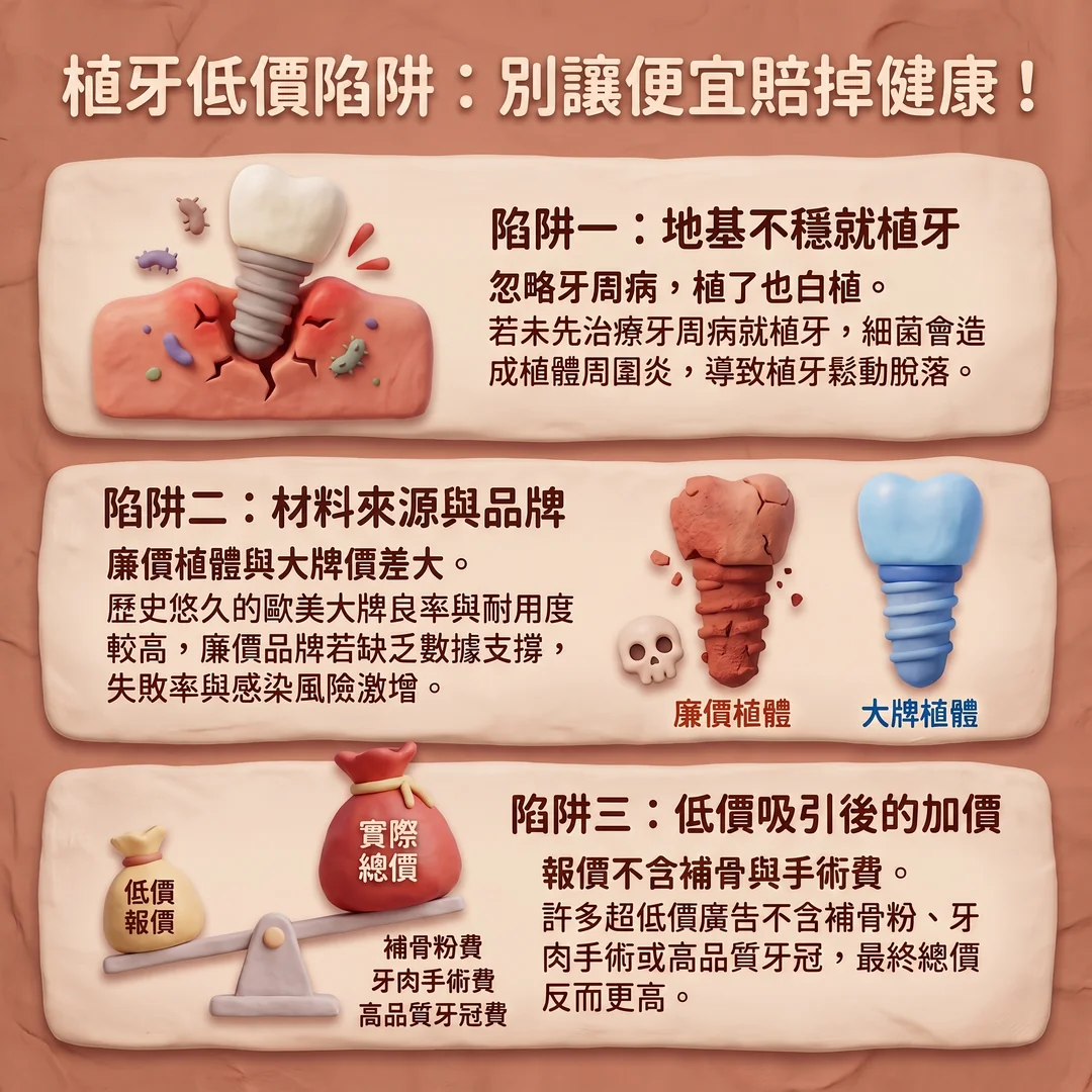 植牙低價陷阱警示(圖/AI生成製圖)