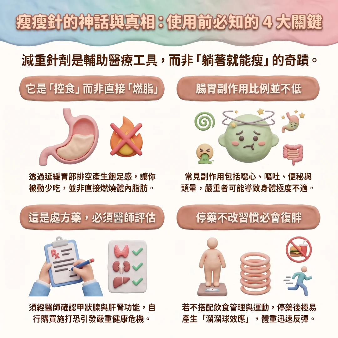 瘦瘦針真相四大關鍵（圖／AI生成製圖）