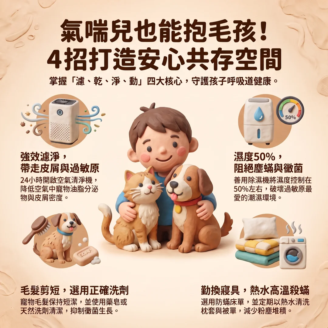 氣喘兒也能抱毛孩(圖/AI生成製圖)