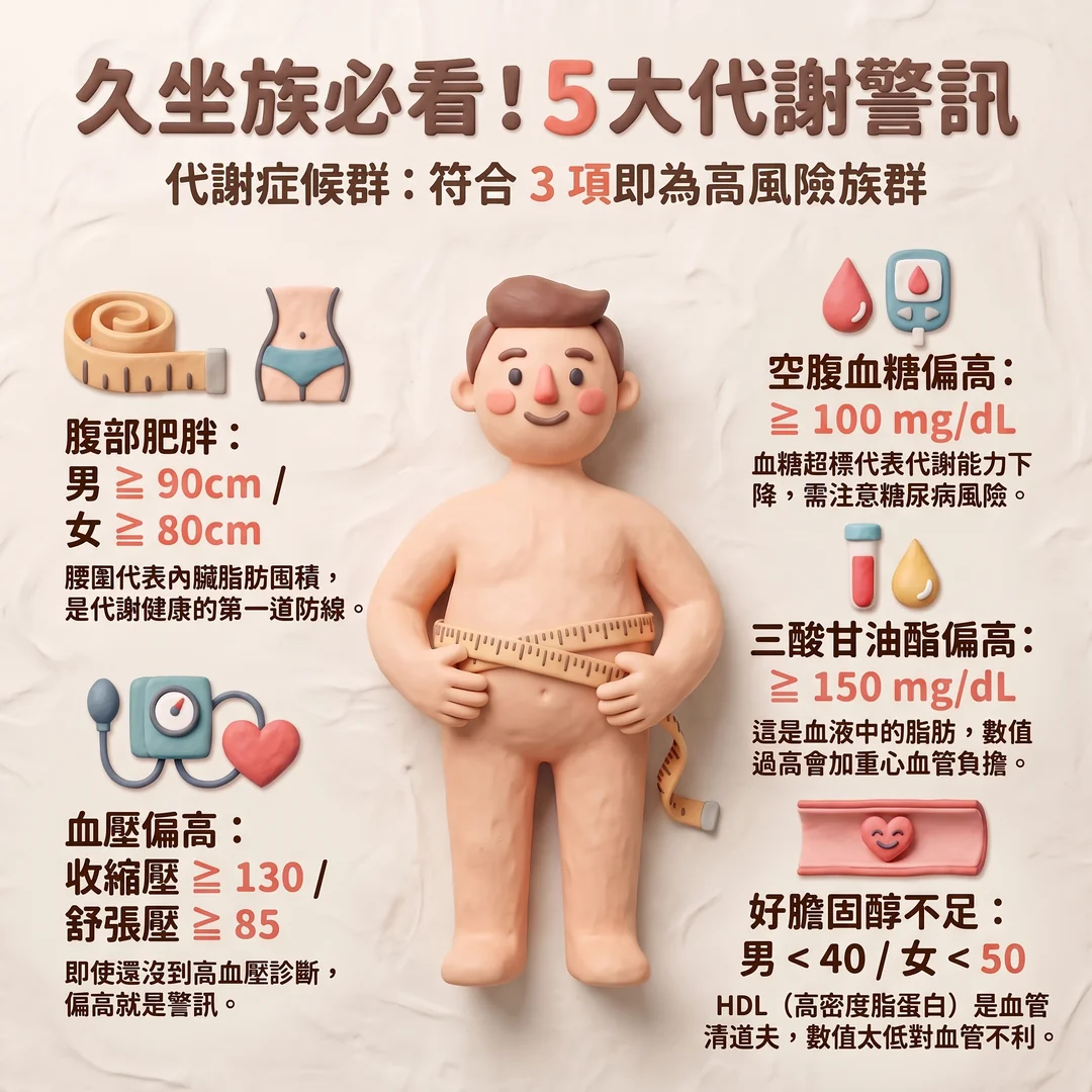 五大代謝症候群警訊（圖／AI生成製圖）