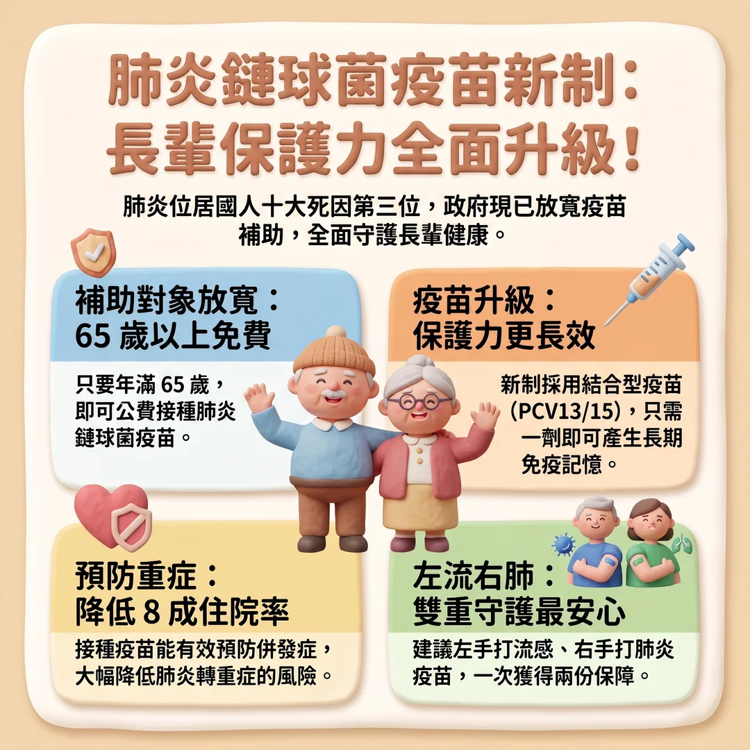 肺炎鏈球菌疫苗新制介紹(圖/AI生成製圖)