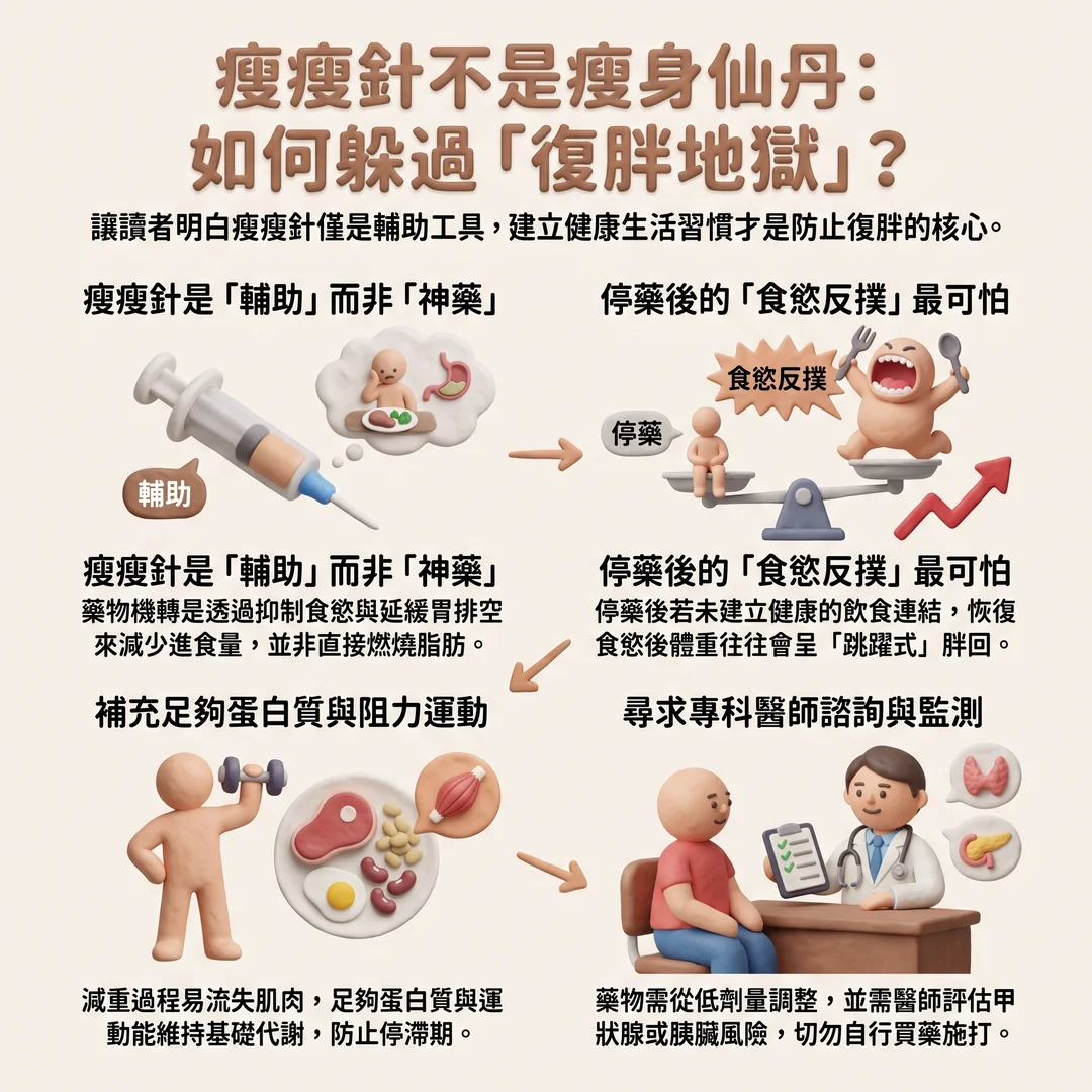 正確使用瘦瘦針避免復胖(圖/AI生成製圖)
