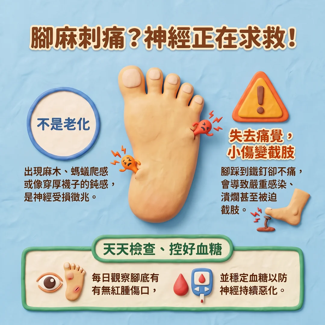 腳麻刺痛:神經受損警訊(圖/AI生成製圖)
