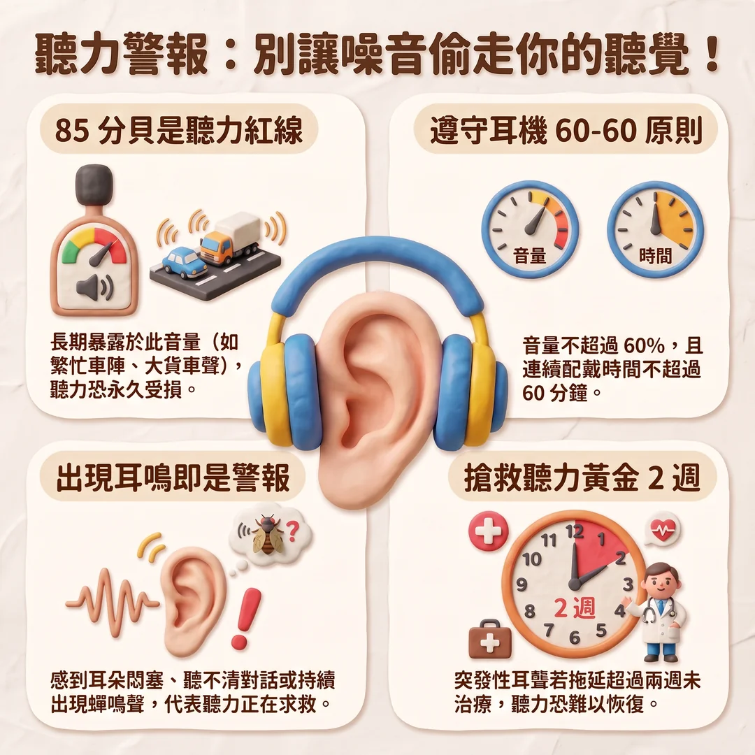 守護聽力健康指南（圖／AI生成製圖）