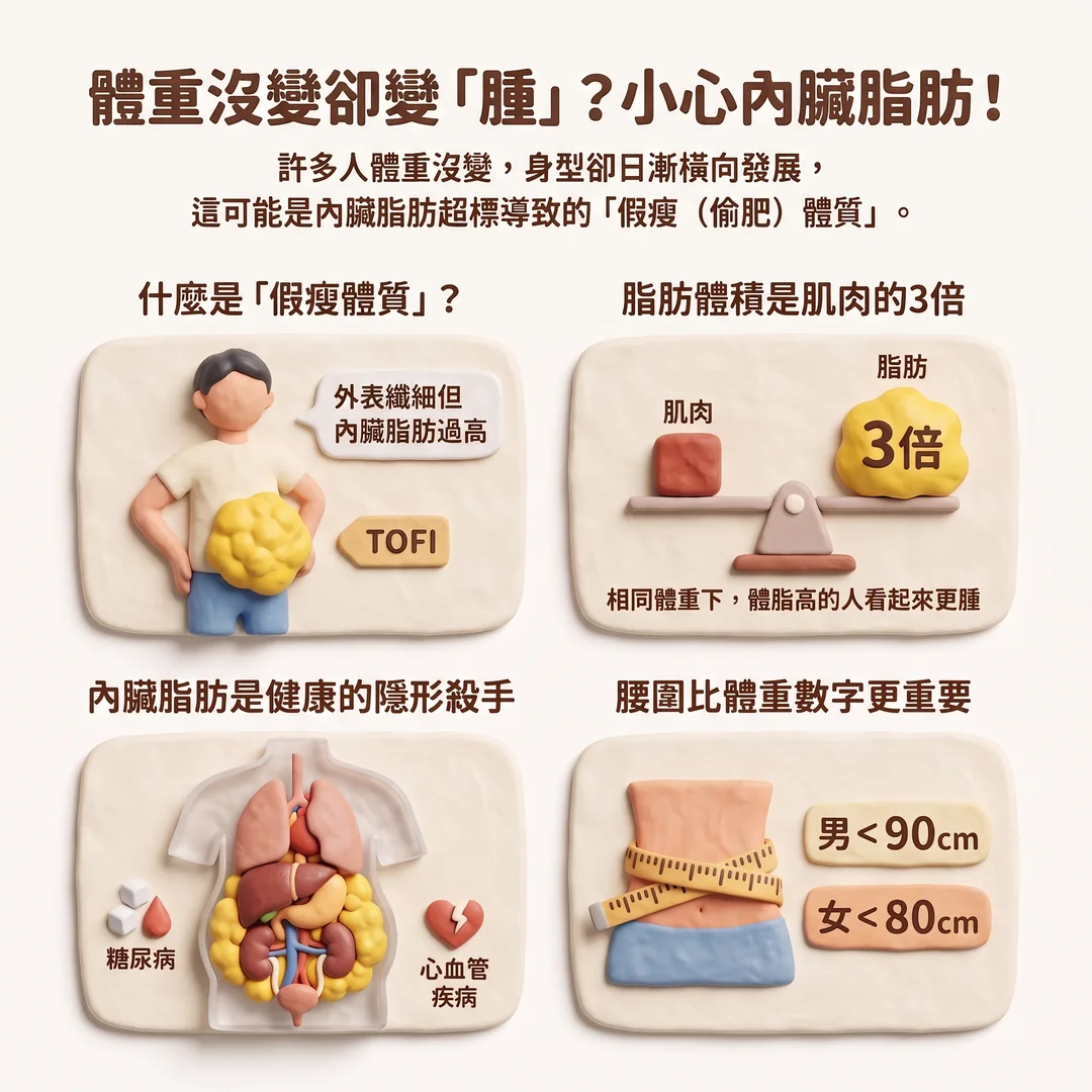 認識內臟脂肪假瘦體質（圖／AI生成製圖）