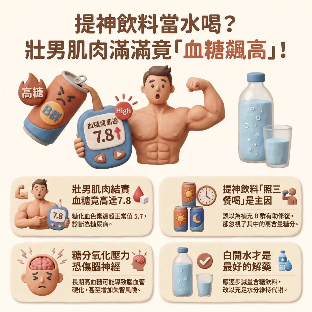 提神飲料導致血糖飆高(圖/AI生成製圖)
