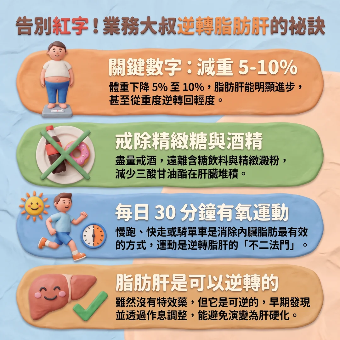 逆轉脂肪肝健康秘訣（圖／AI生成製圖）