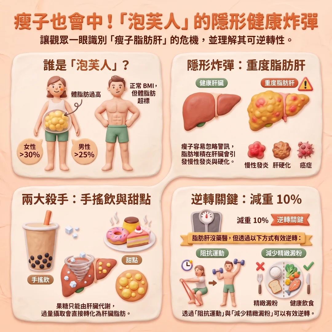 泡芙人脂肪肝健康指南（圖／AI生成製圖）