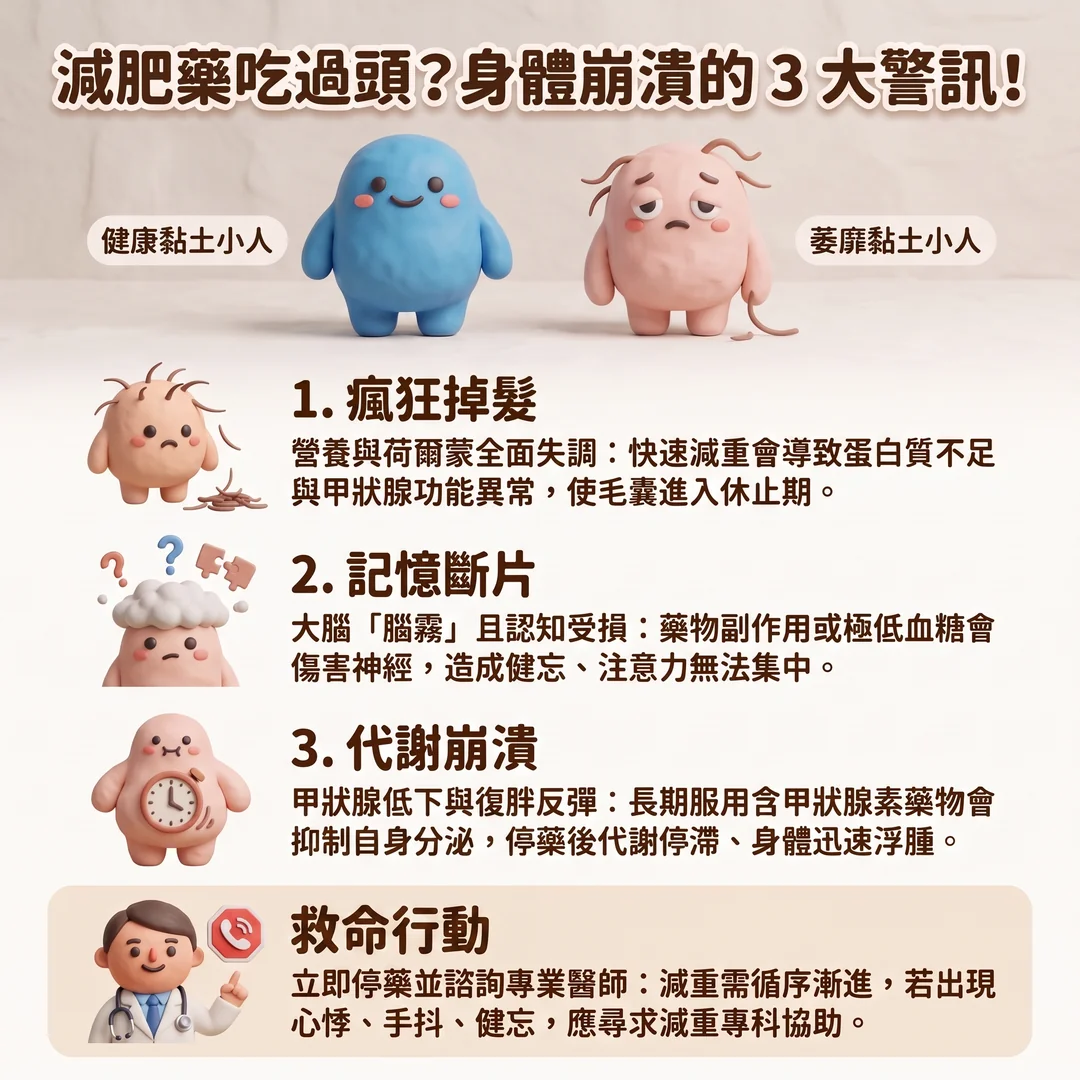 減肥藥過量的三大警訊(圖/AI生成製圖)