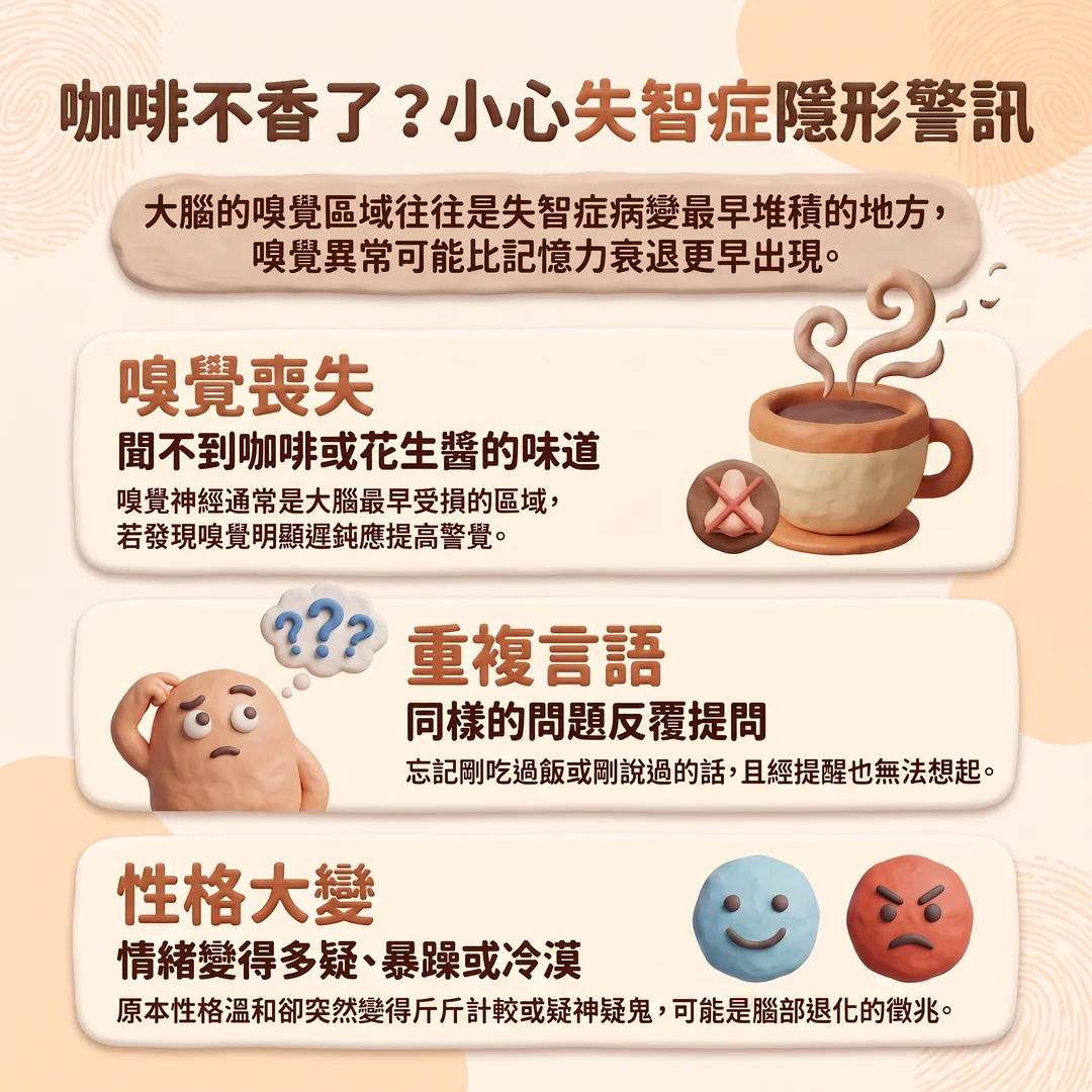 失智症早期隱形警訊（圖／AI生成製圖）