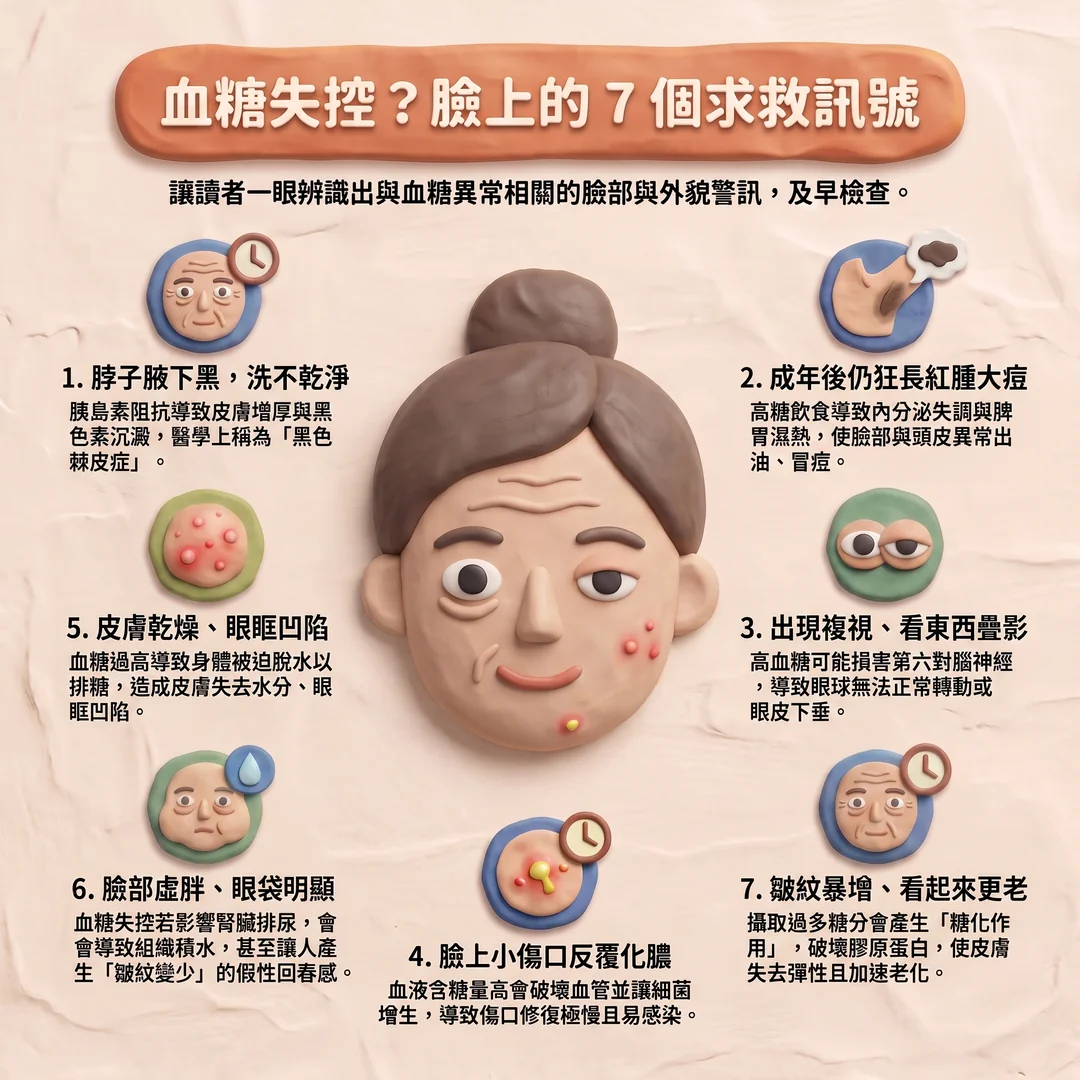 血糖失控:臉部求救訊號(圖/AI生成製圖)