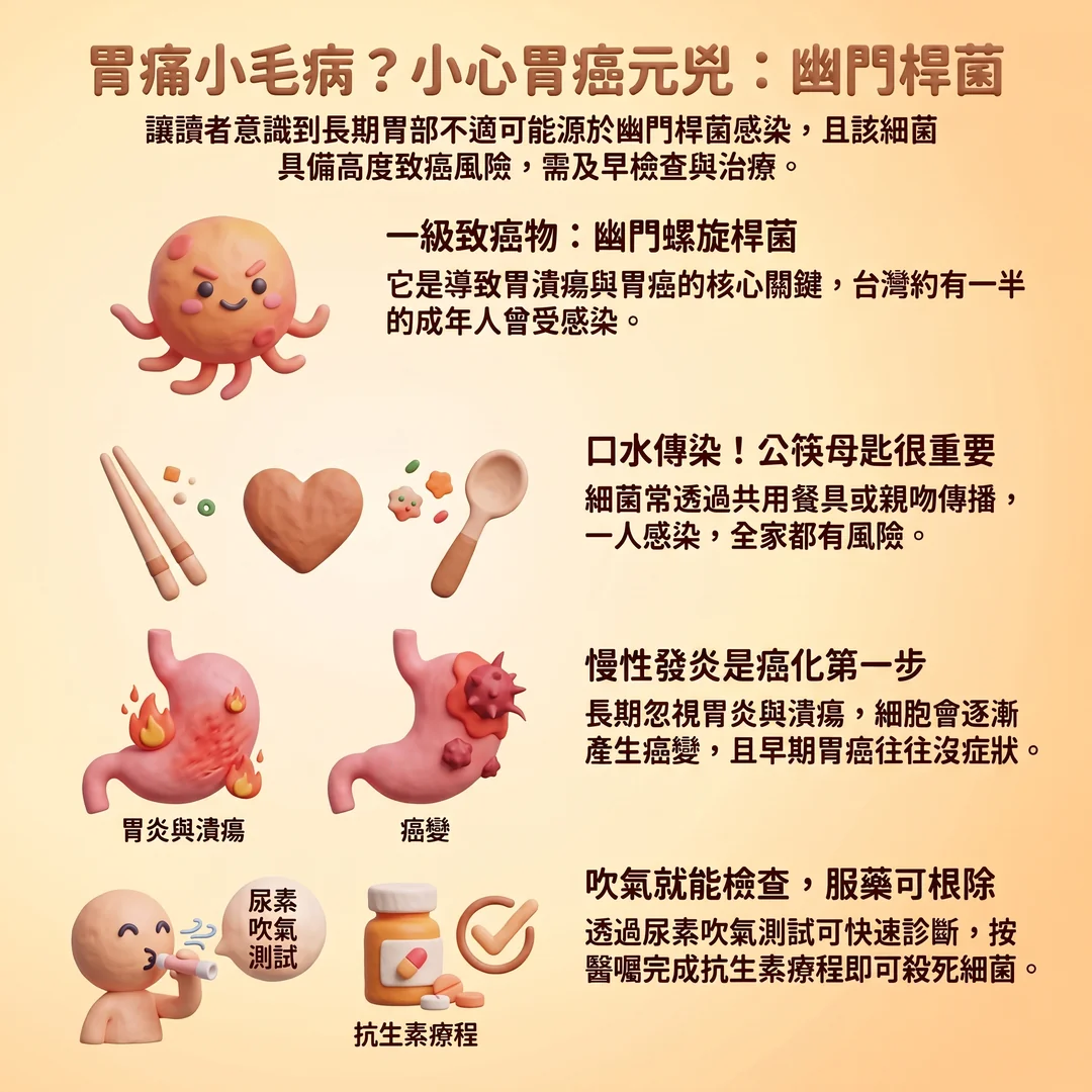預防胃癌:認識幽門桿菌(圖/AI生成製圖)