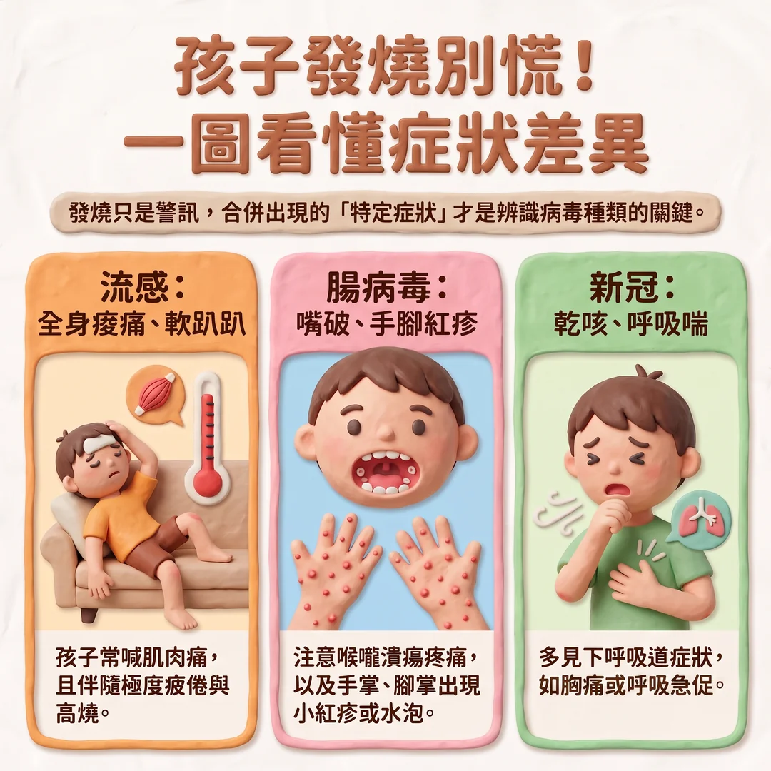 兒童發燒症狀辨識指南(圖/AI生成製圖)