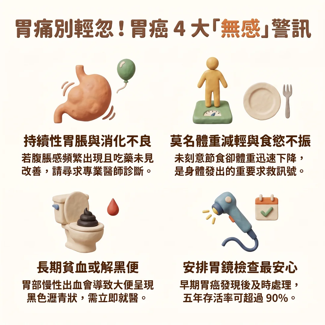 胃癌四大無感警訊(圖/AI生成製圖)