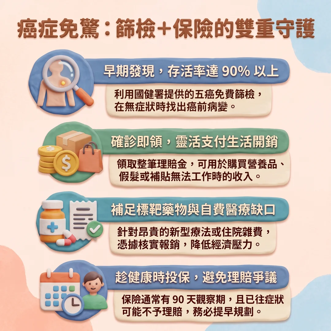 癌症篩檢與保險雙重保障（圖／AI生成製圖）