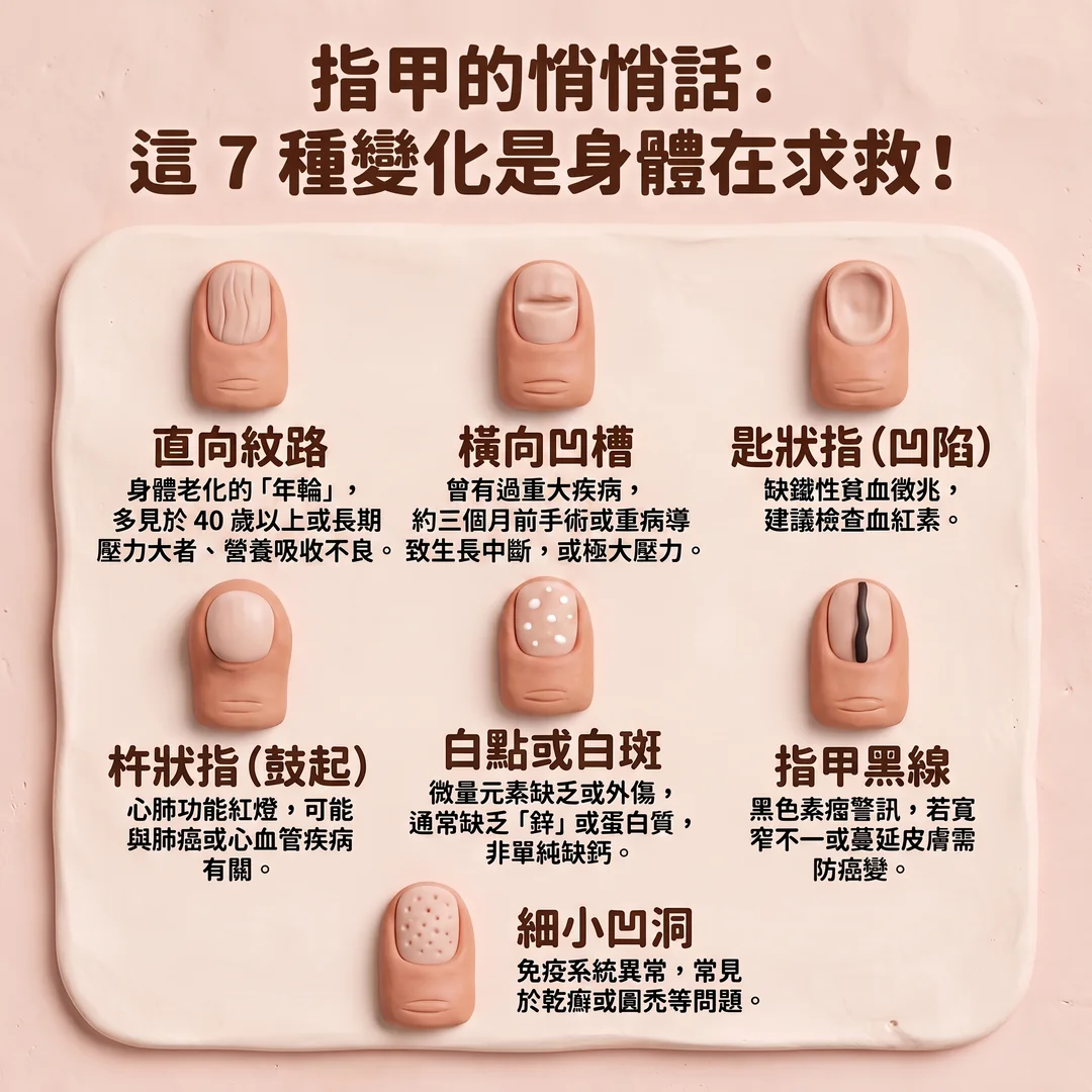 指甲變化與健康警訊（圖／AI生成製圖）