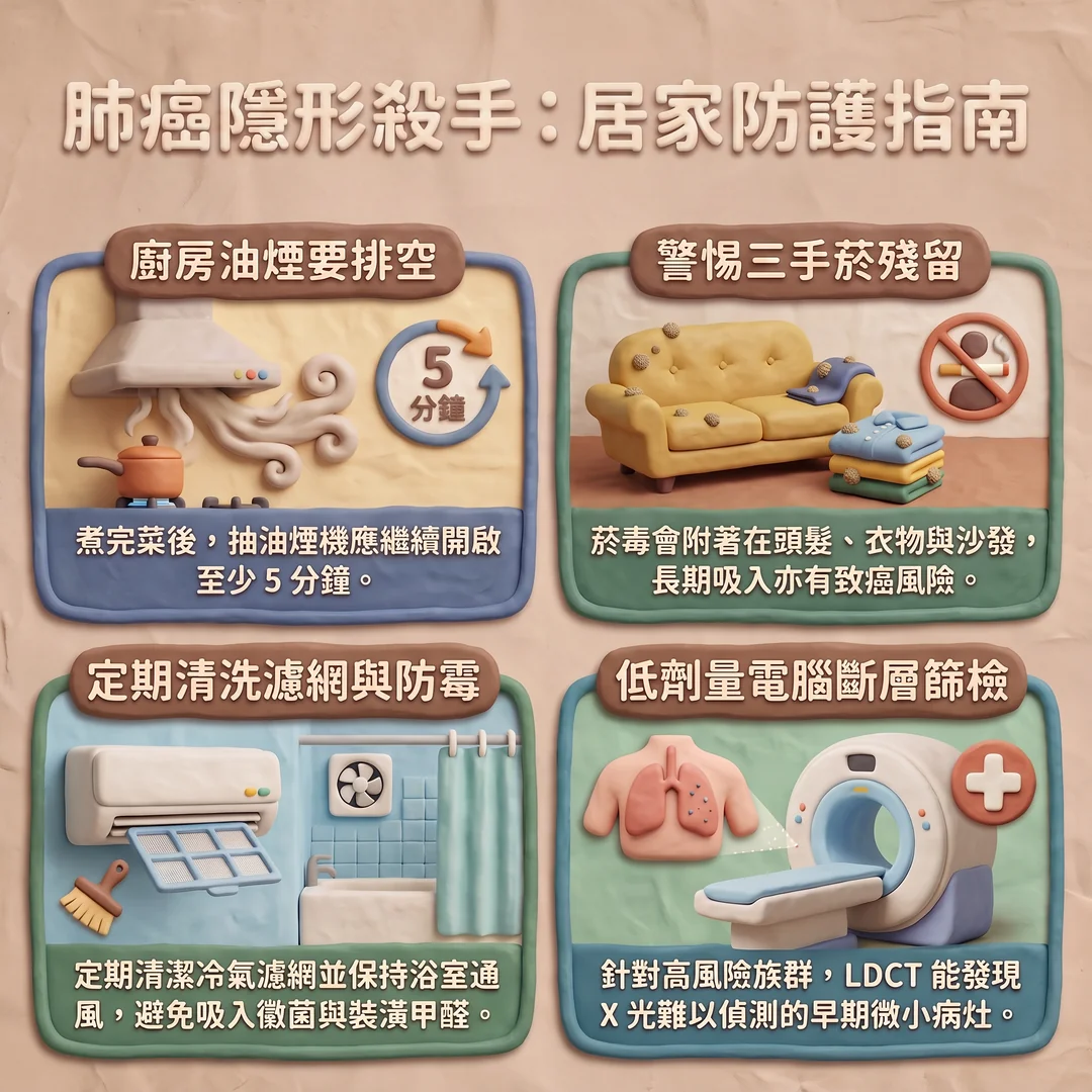 肺癌居家防護指南(圖/AI生成製圖)
