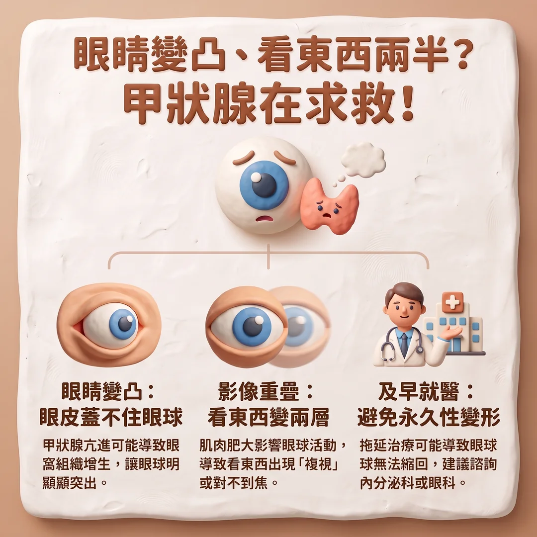 甲狀腺與眼睛症狀指南（圖／AI生成製圖）