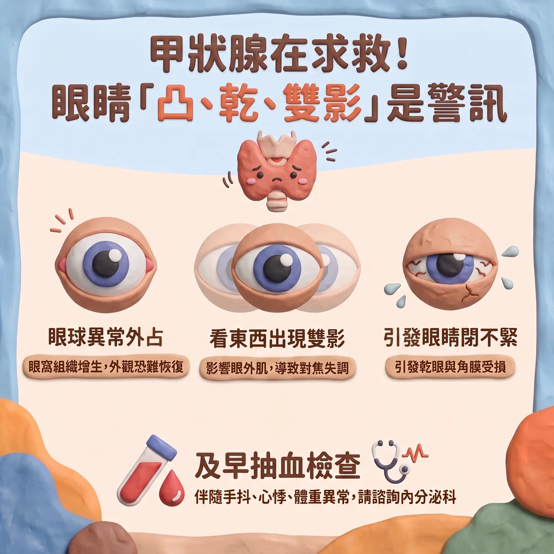 甲狀腺疾病眼部警訊指南(圖/AI生成製圖)