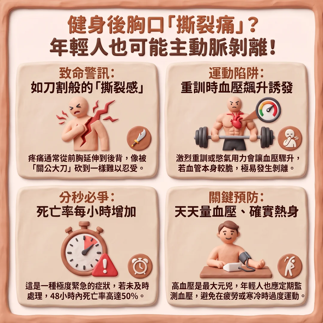 健身後慎防主動脈剝離(圖/AI生成製圖)