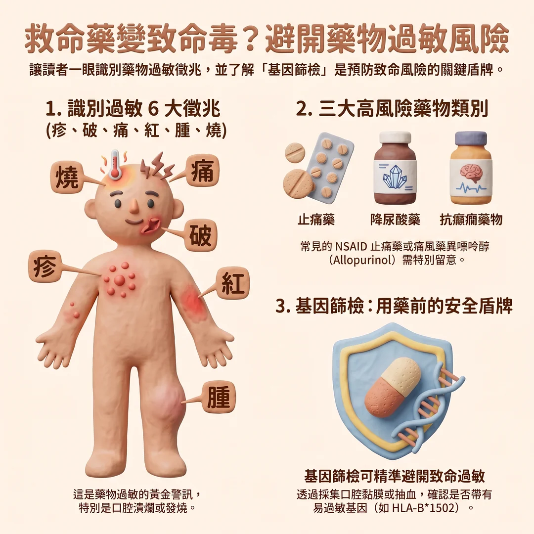 藥物過敏風險預防指南（圖／AI生成製圖）