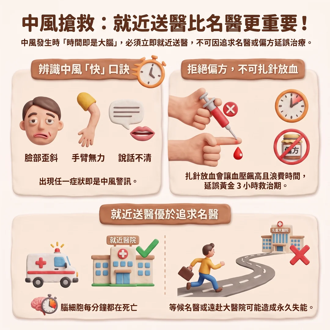 中風搶救就近送醫(圖/AI生成製圖)