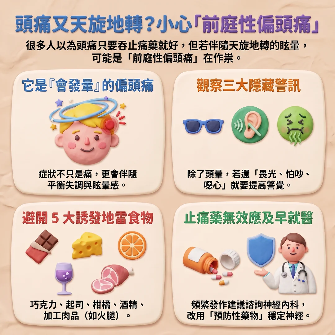 前庭性偏頭痛衛教指南(圖/AI生成製圖)