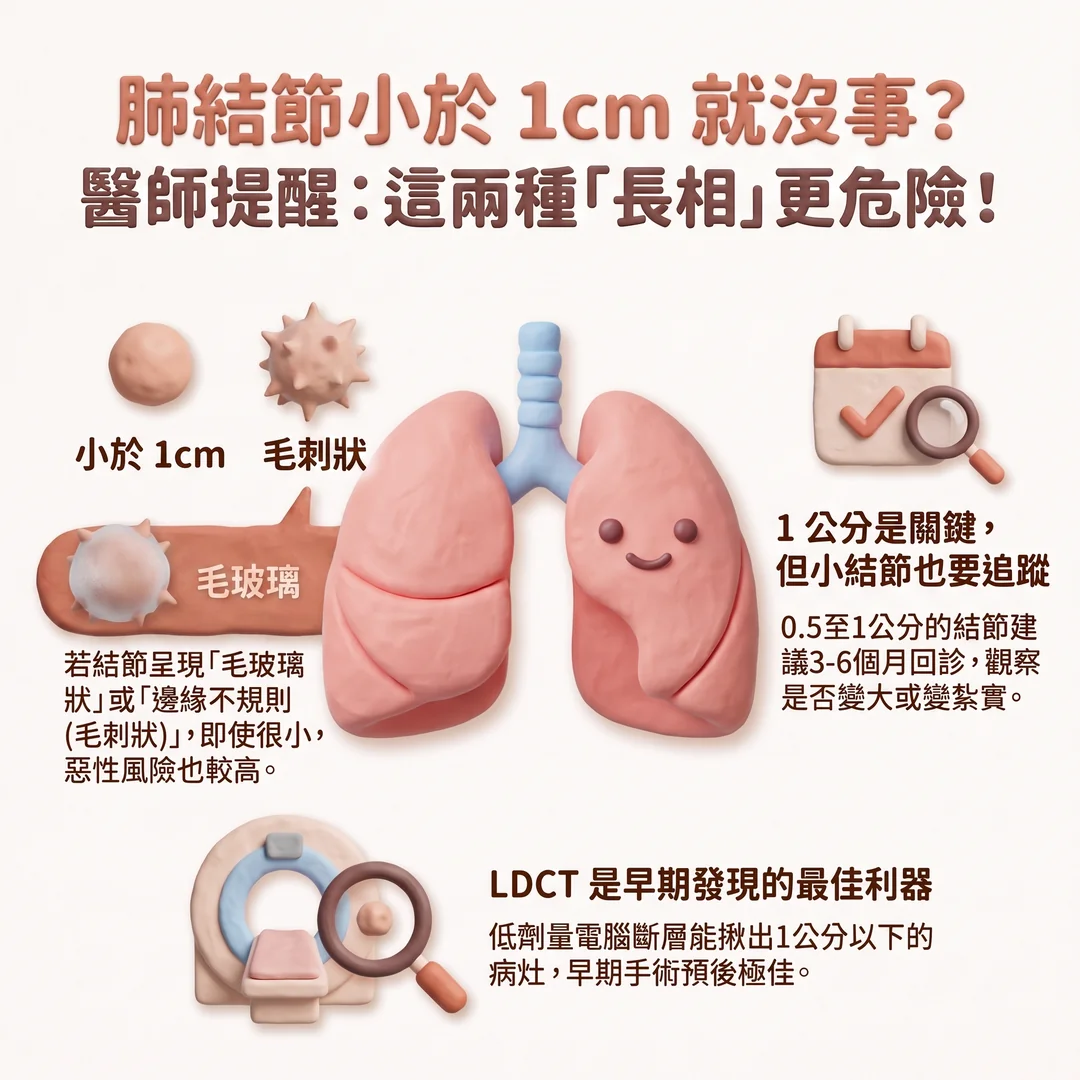 肺結節外觀與風險說明(圖/AI生成製圖)