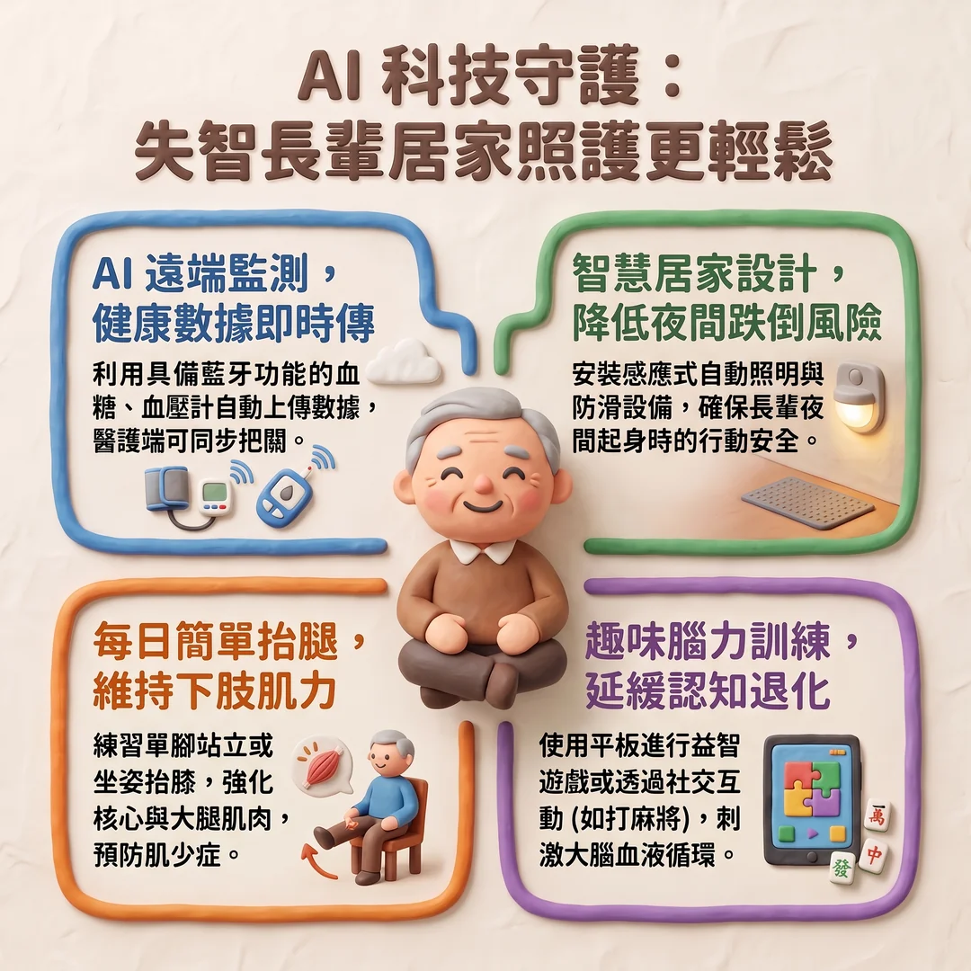 AI 科技守護居家照護（圖／AI生成製圖）