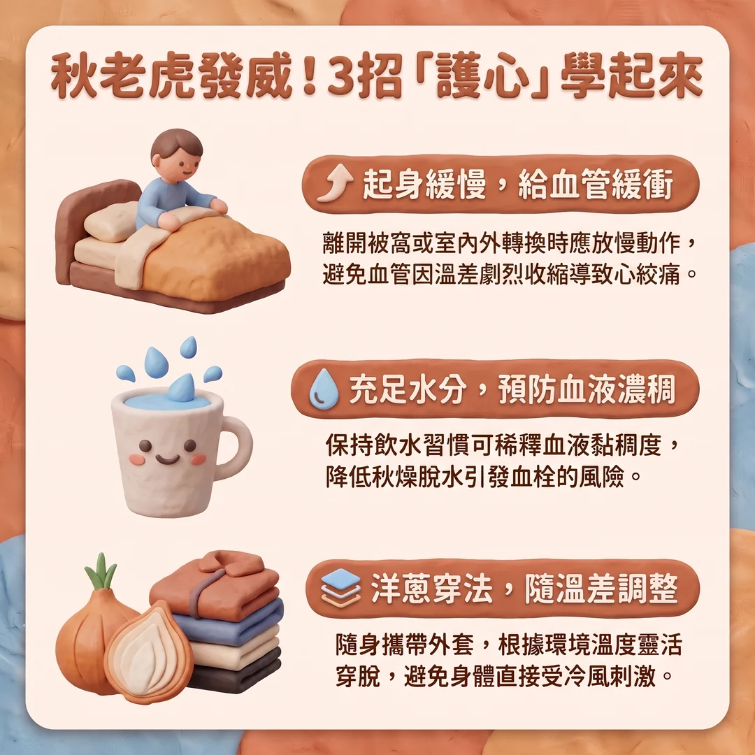 秋季護心三大招(圖/AI生成製圖)