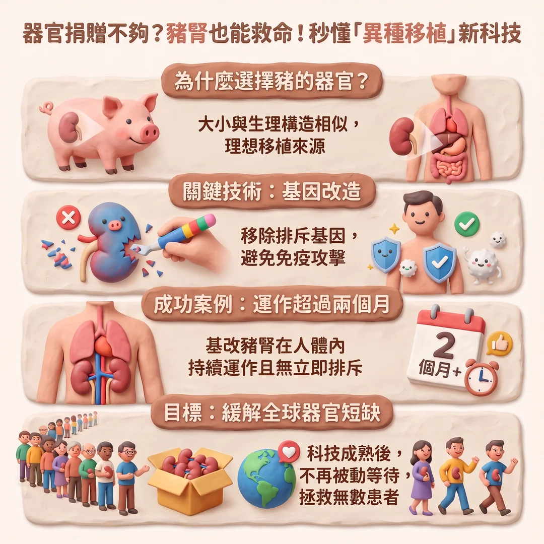 異種移植：豬腎救命新科技（圖／AI生成製圖）