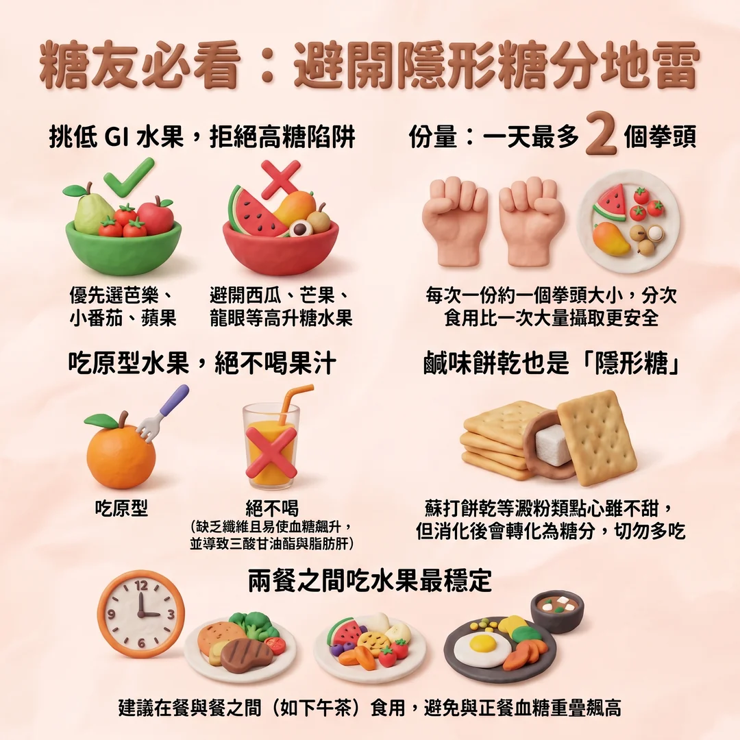 糖友避開隱形糖分指南（圖／AI生成製圖）