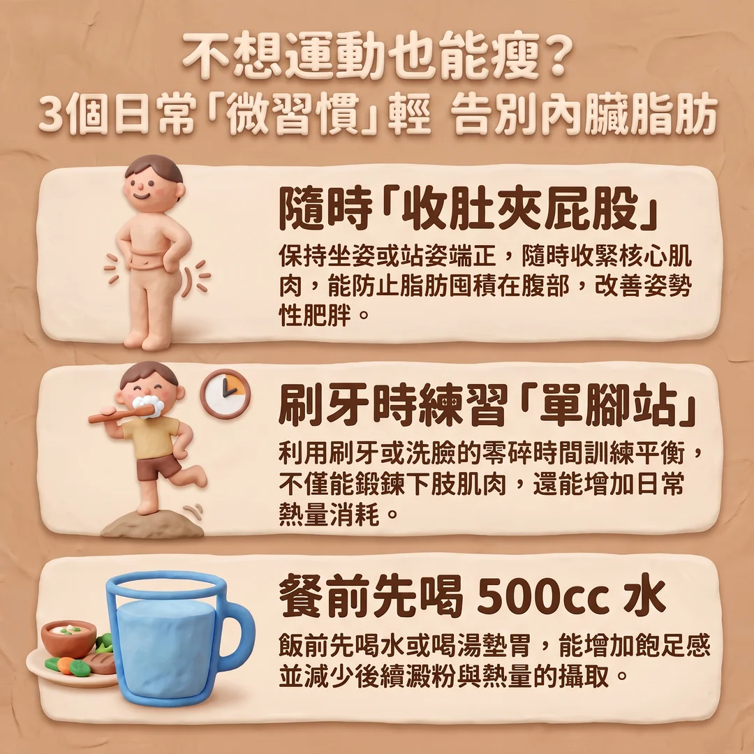3個微習慣告別內臟脂肪(圖/AI生成製圖)
