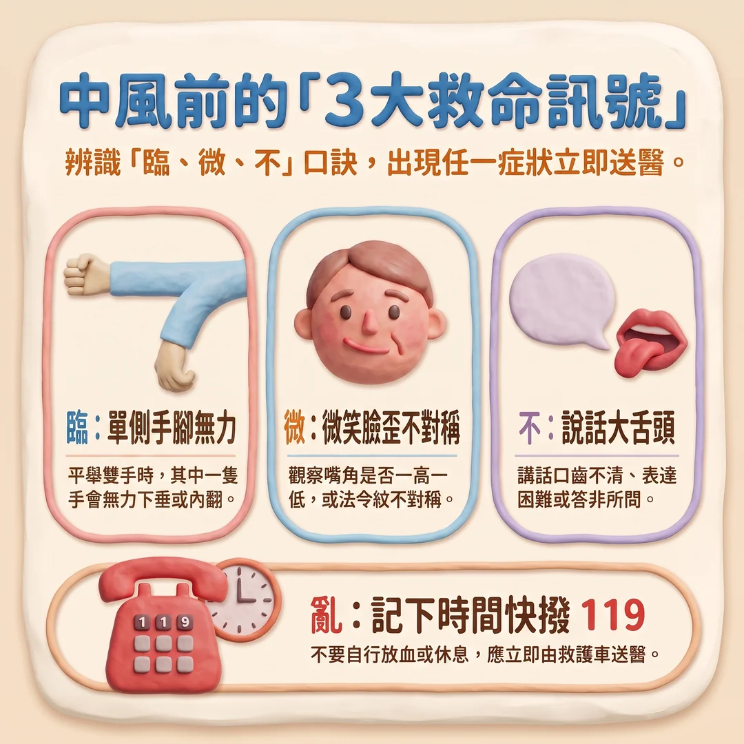 中風前三大救命訊號（圖／AI生成製圖）