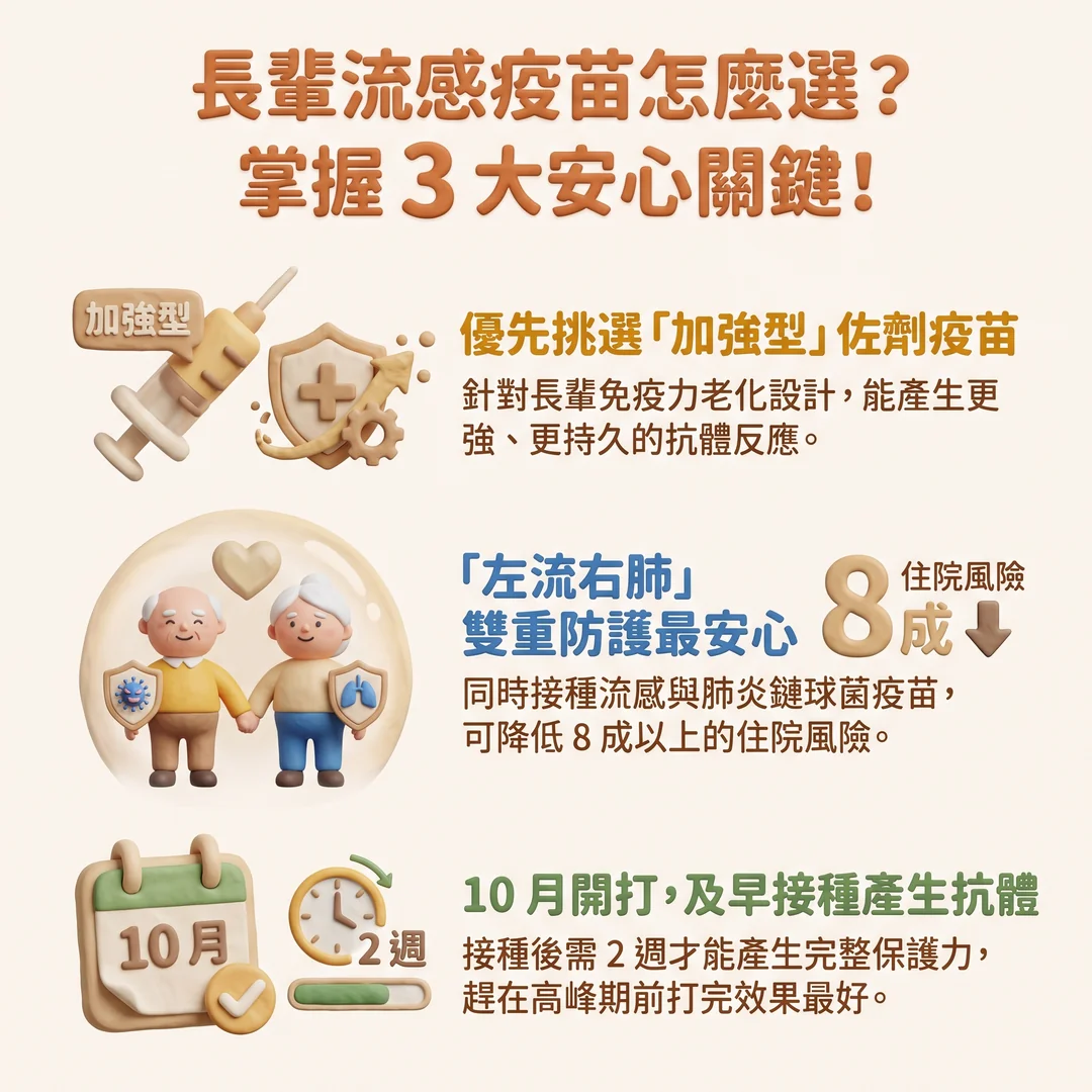 長輩流感疫苗挑選指南(圖/AI生成製圖)