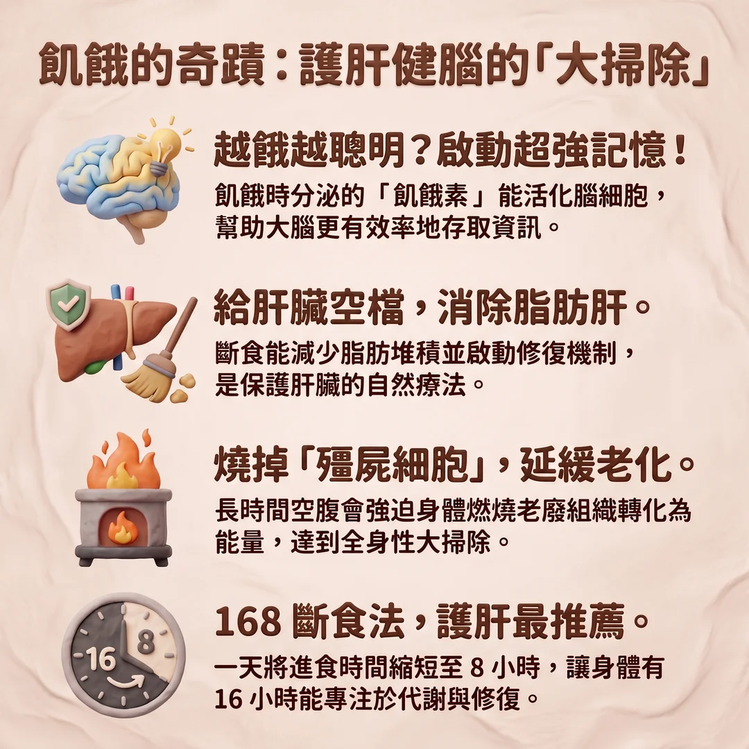 飢餓的奇蹟:<a href='/search/tags/護肝健腦/' target='_blank'>護肝健腦</a>(圖/AI生成製圖)