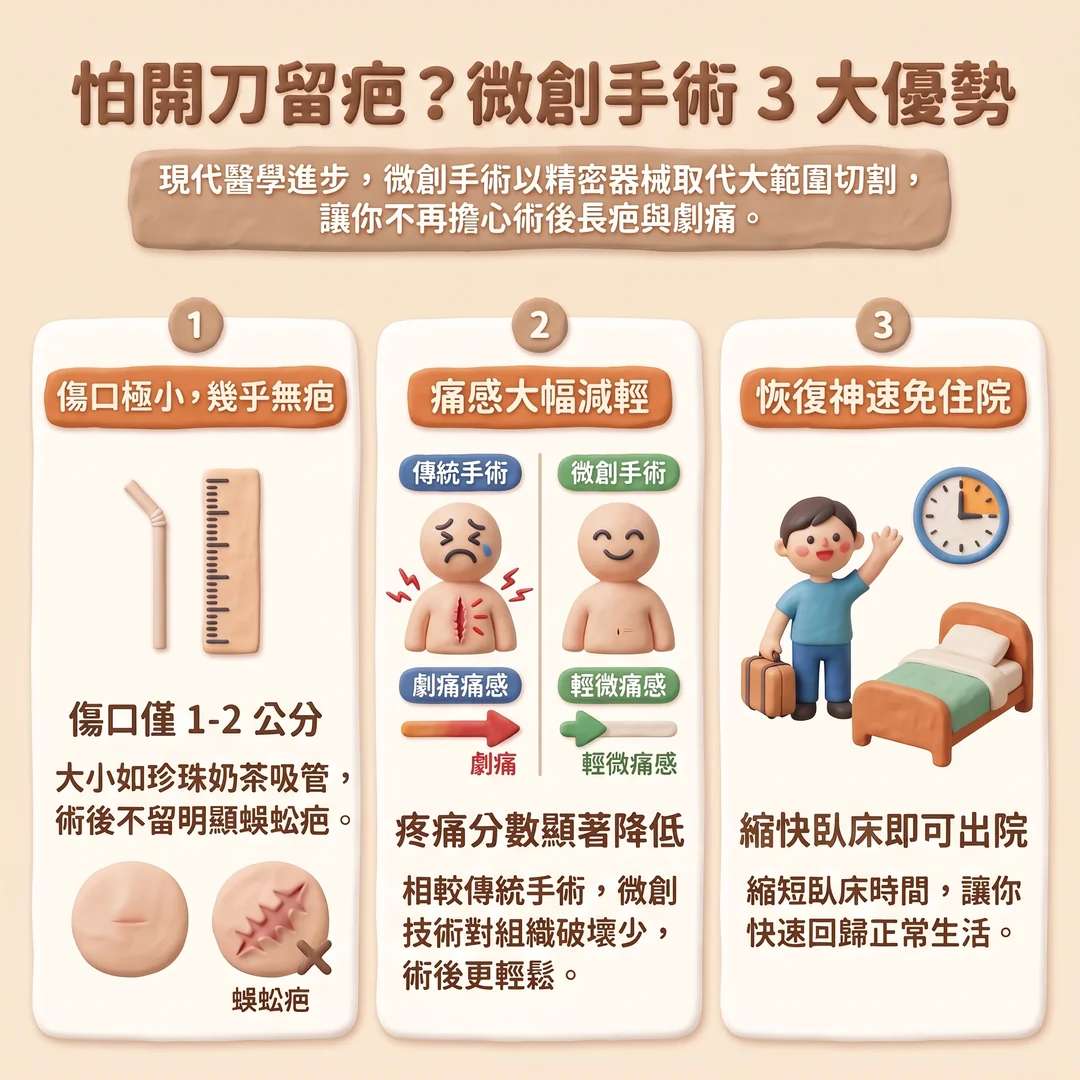 微創手術三大優勢(圖/AI生成製圖)