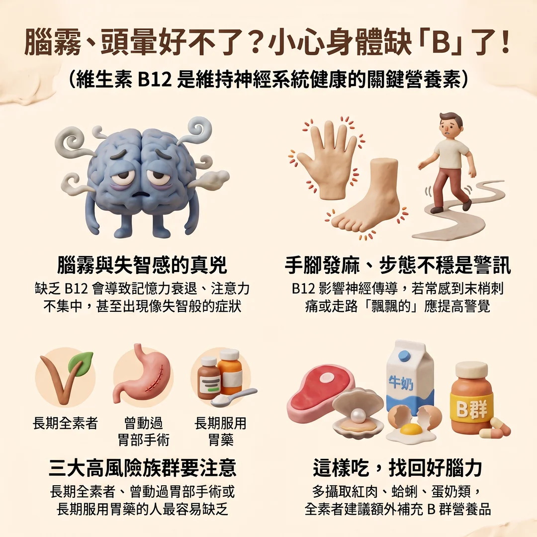 認識維生素 B12 缺乏症(圖/AI生成製圖)