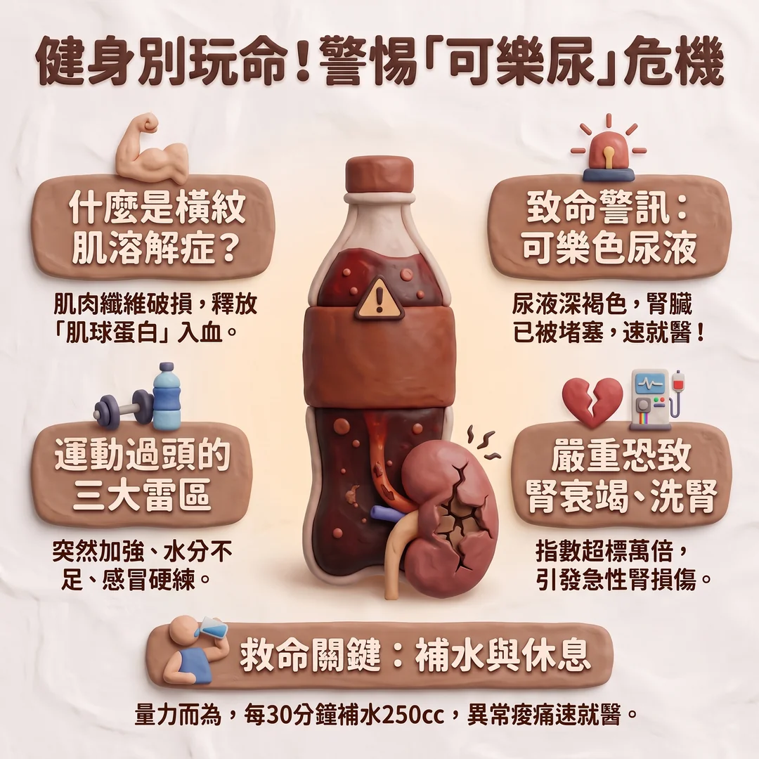 健身警惕橫紋肌溶解症指南(圖/AI生成製圖)
