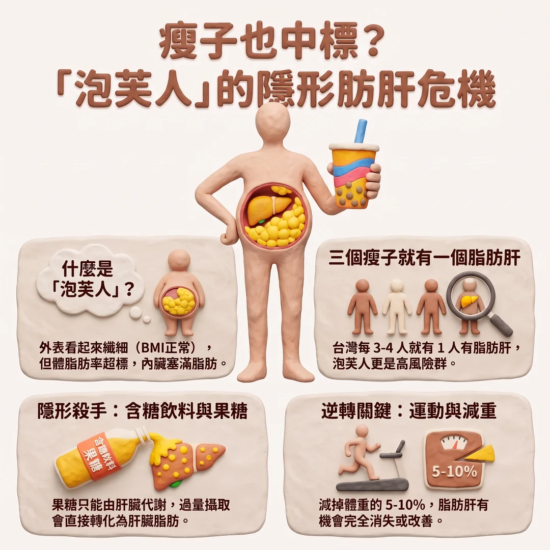 泡芙人的隱形脂肪肝危機（圖／AI生成製圖）