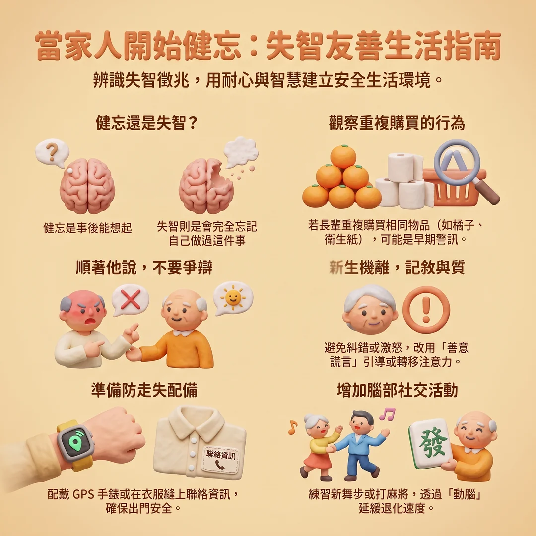 失智友善生活指南（圖／AI生成製圖）
