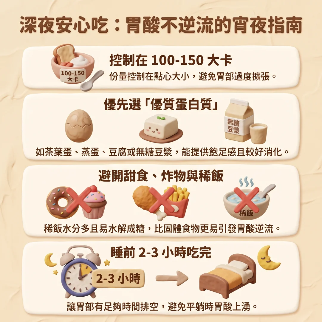 宵夜胃酸不逆流指南(圖/AI生成製圖)