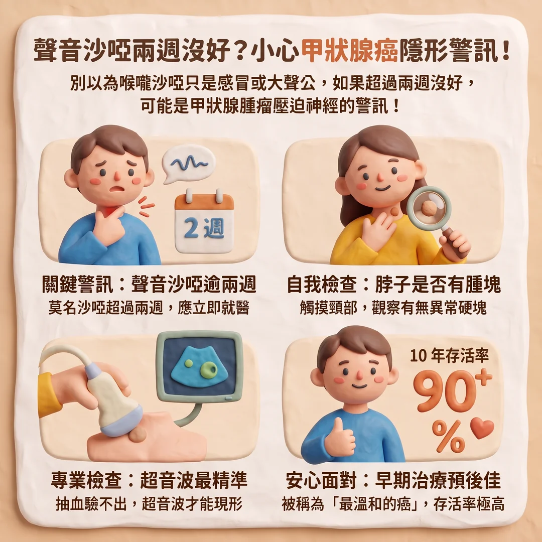 甲狀腺癌隱形警訊圖解(圖/AI生成製圖)