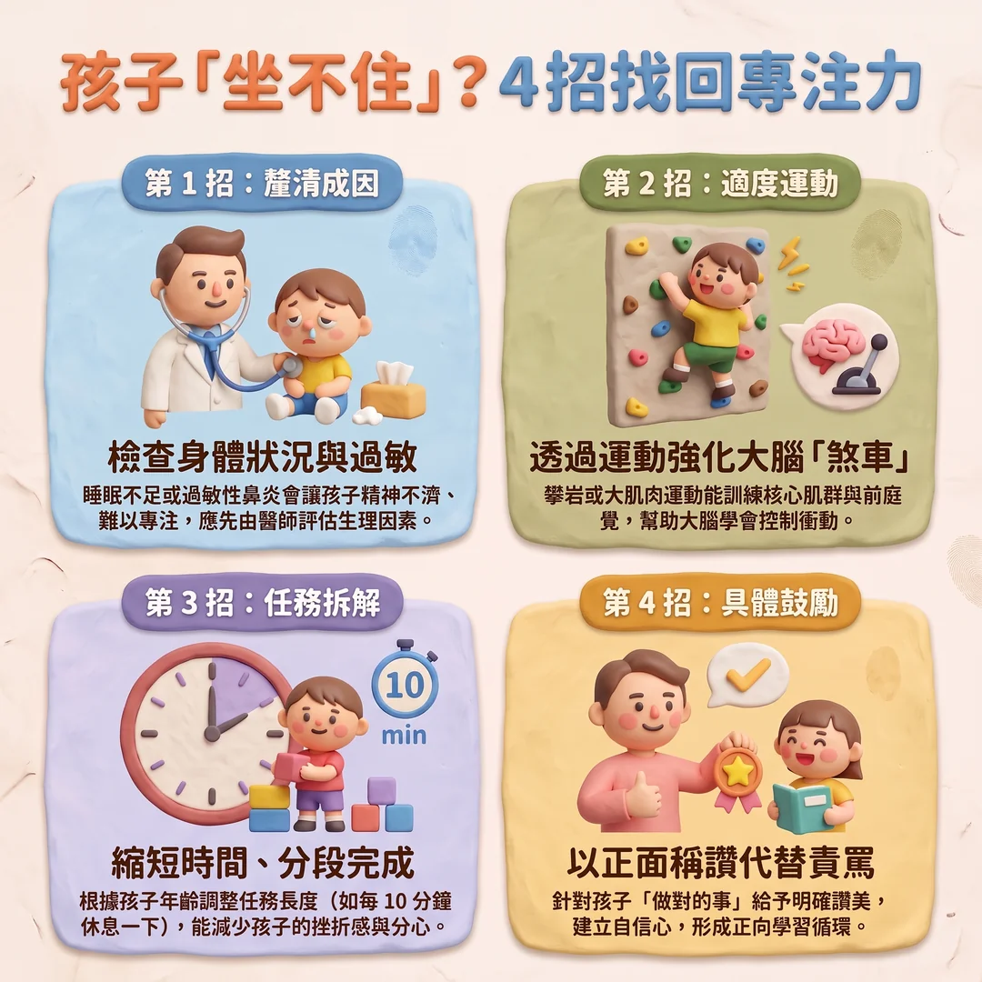 提升孩子專注力四招(圖/AI生成製圖)