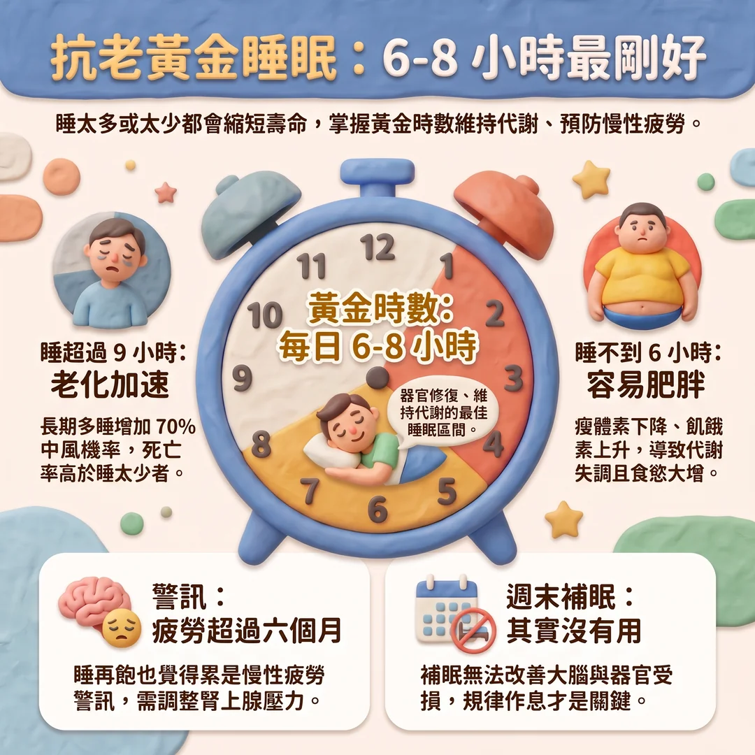 抗老黃金睡眠時間建議(圖/AI生成製圖)