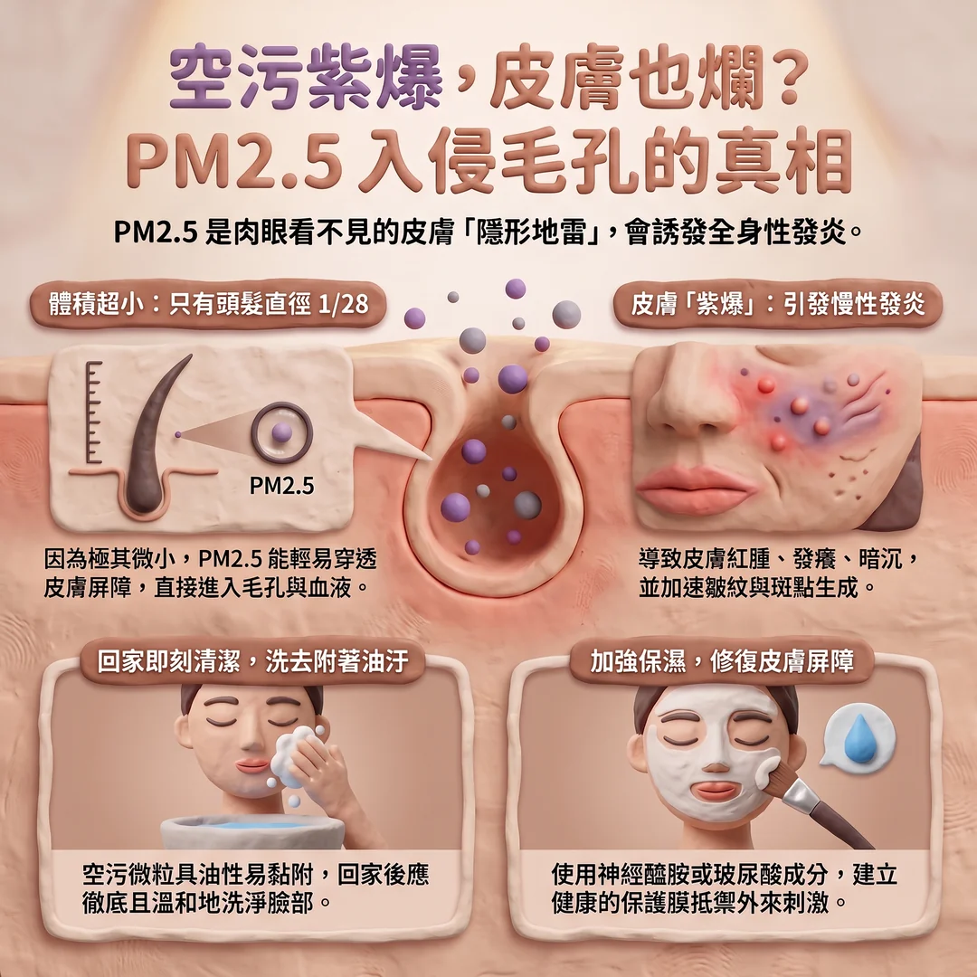 PM2.5 入侵毛孔真相（圖／AI生成製圖）