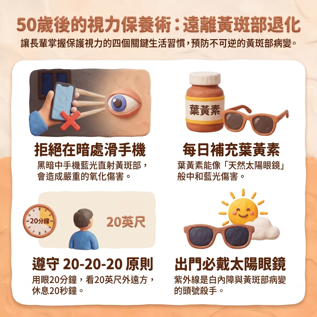 50歲後的視力保養術(圖/AI生成製圖)