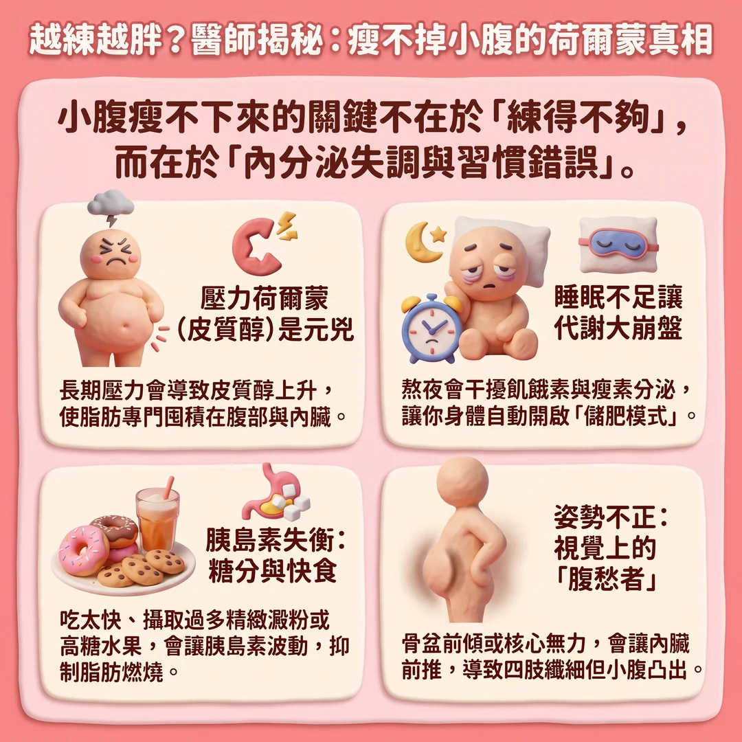 小腹瘦不下來的真相（圖／AI生成製圖）