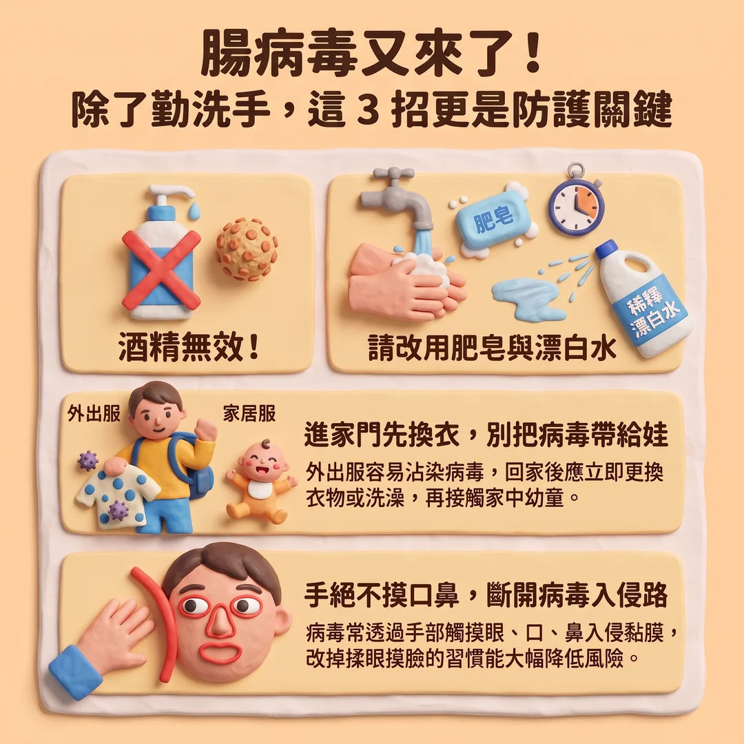 腸病毒防疫三大關鍵（圖／AI生成製圖）